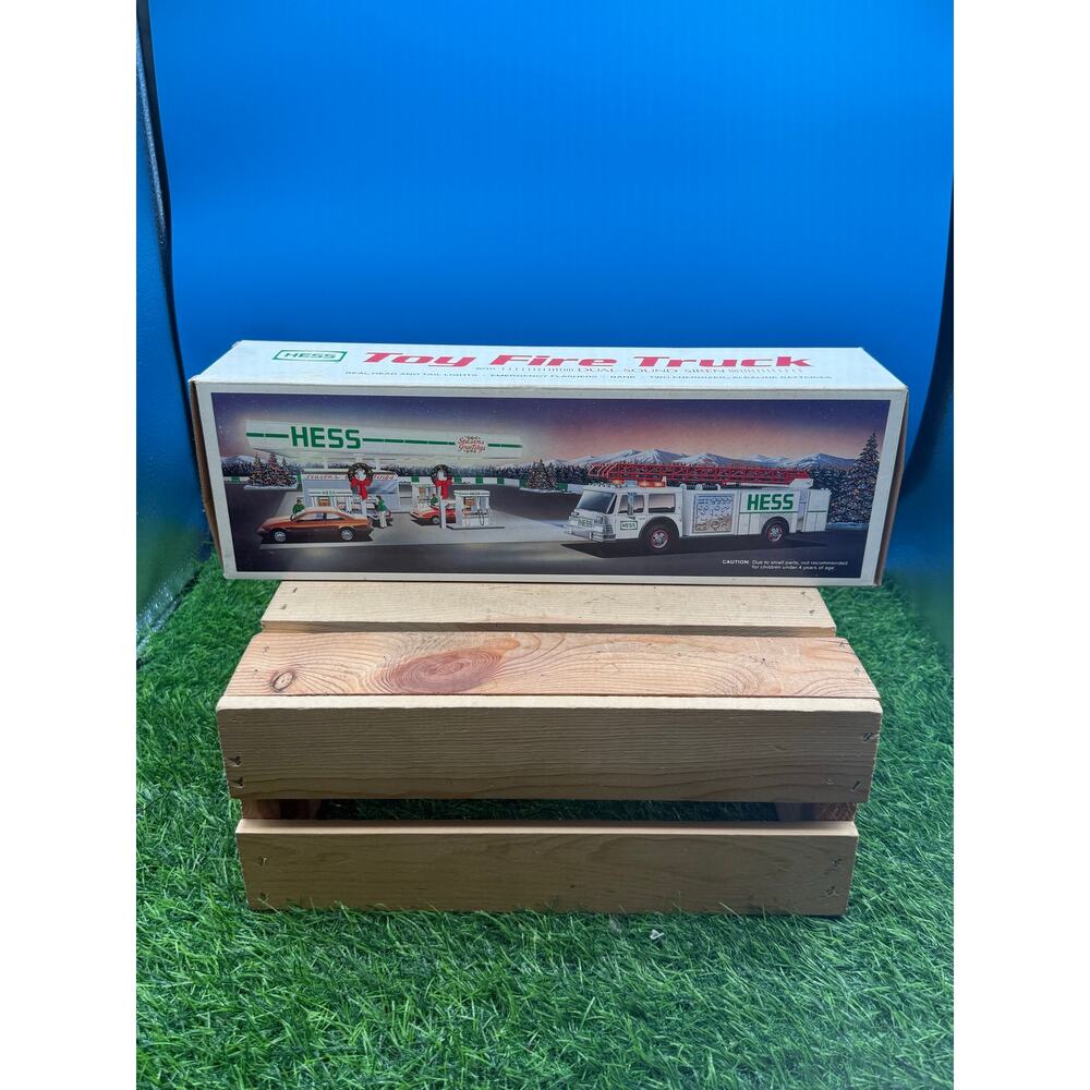 Vintage 1986 Hess Toy Fire Truck First Edition Ladder Truck with Original Box